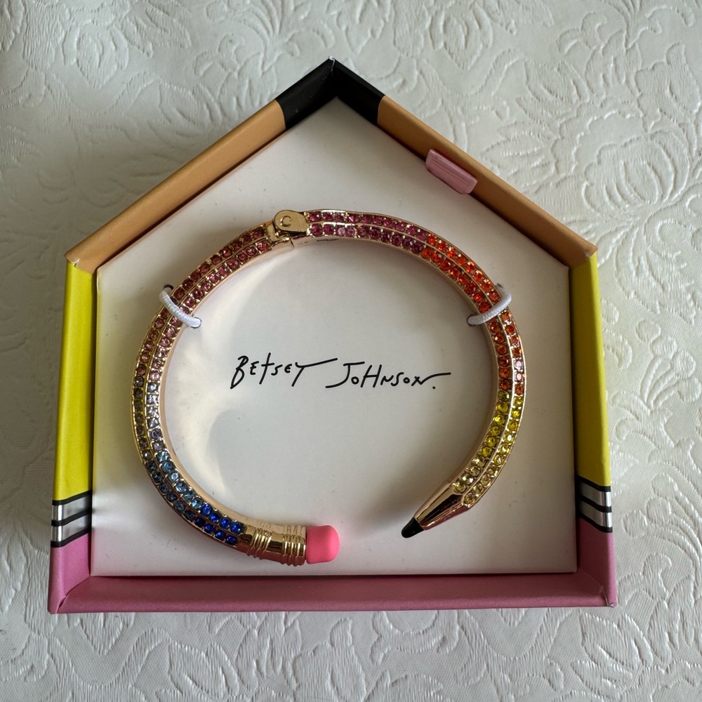 BETSEY JOHNSON Multi-Color Crystal Pencil Hinged Bracelet